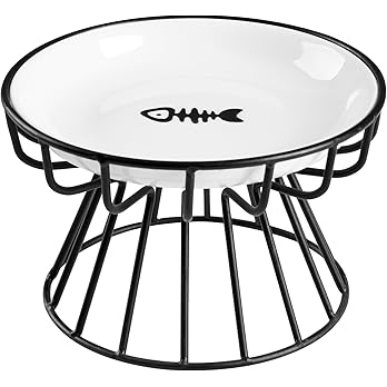 6 Pack Cat Food Bowl, Ceramic Cat Bowls, Anti Whisker Fatigue Cats Bowl Set,5.5 Inches Shallow Wide Kitten Plates for Food and Water (White-A) — image 8