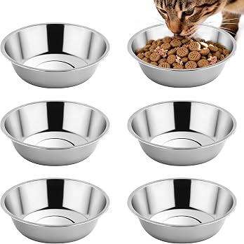 Tifanso 6PCS Stainless Steel Cat Bowls Dishes, 5.6” Metal Shallow Wide Whisker Friendly Cat Food Water Feeding Bowl, Kitten Plates, Basic Indoor Pet Food Tray, Dishwasher Safe — image 8
