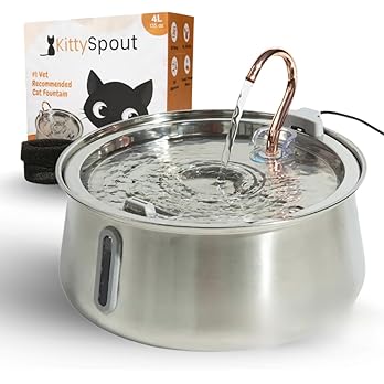 KittySpout Stainless Steel Cat Water Fountain Automatic Drinking Fountain, Quiet Circulating Water Bowl, Dishwasher Safe, Indoor Pet Fountain for Hydrated Healthy Cats (Stainless Steel, 4L Corded) — image 8