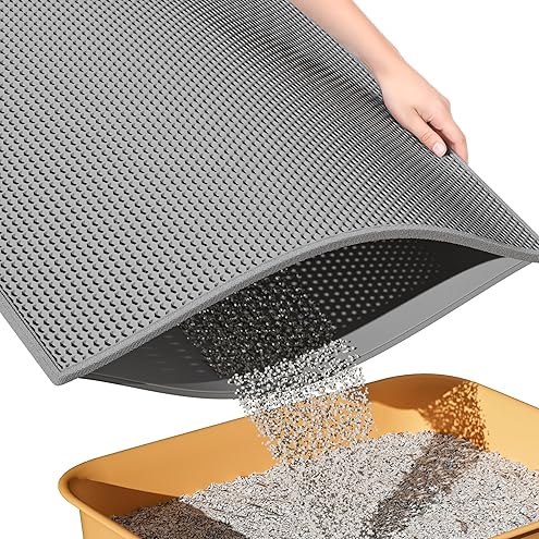 27" x 19" Cat Litter Mat - Ultra-Large Litter Box Mat with Double Layers, Urine-Proof and Non-Slip Litter Trapping Mat, Easy to Clean Kitty Litter Mats for Floor, Scatter Control, Grey — image 8