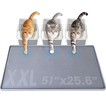 Silicone Cat Litter Mat, XXL 51''×25.6'' Litter Box Mat, Waterproof Floor Mat for Pets, Litter Trapping, Easy to Clean, Soft on Paws (Dark Grey) — image 8