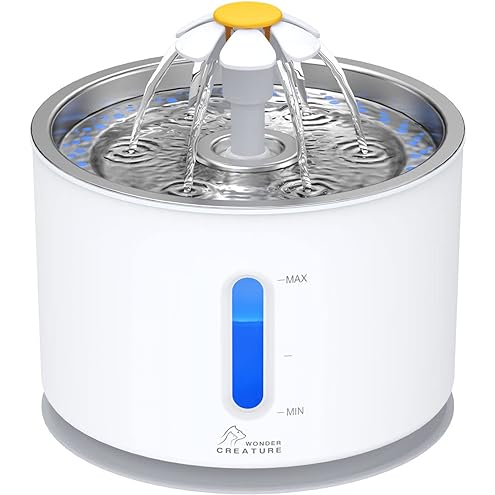 Wonder Creature Cat Water Fountain Stainless Steel, 81oz/2.4L Cat Fountain with Water Level Window and LED Light for Water Shortage Alert, Cat and Dog Fountain with 3 Filters and 1 Mat — image 8