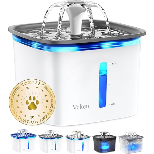 Veken Innovation Award Winner Stainless Steel Cat Water Fountain, 108oz/3.2L Automatic Pet Fountain Dog Water Dispenser with 3 Replacement Filters & Silicone Mat, Gifts for Cats, Dogs (Silver) — image 8