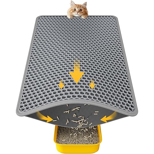 Cat Litter Mat, 24x18 Inches Large Double Layer Honeycomb Cat Litter Trapping Mat, Non Slip Waterproof Urine Proof Cat Litter Box Mat for Floor, Kitty Litter Rug, Cat Supplies, Black — image 9