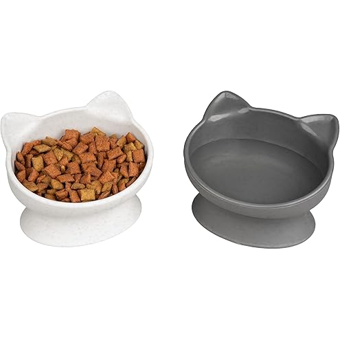 Kitty City Elevated Cat Bowls (Set of 2), Whisker-Friendly Raised Cat Food & Water Dishes, Modern Pedestal Design, Dishwasher Safe, 6.5 oz Each – White & Gray — image 11