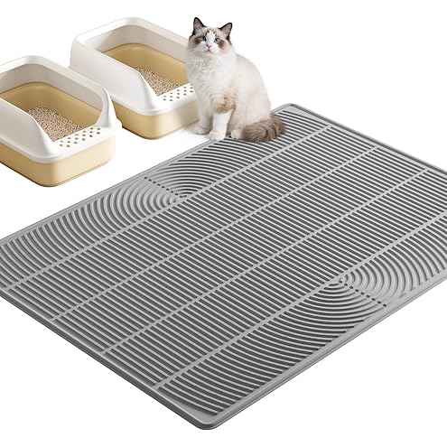Large Cat Litter Mat: Silicone Litter Trapping Mat for Litter Box - Easy to Clean Waterproof & Anti-Slip Soft Rubber Mat - Durable Design Traps Pellet & Clay Litter — image 9