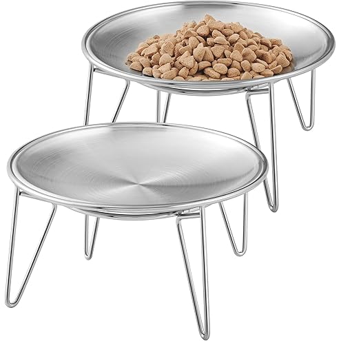 4-Pack Stainless Steel Cat Food Bowls, Shallow Whisker-Friendly Non-Slip Silicone Base Metal Dishes, Easy to Clean Indoor Feeding Flat Plates for Cat, Kitten, Small Dog (6.7") — image 9