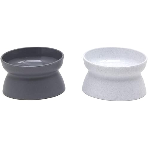Kitty City Elevated Cat Bowls (Set of 2), Whisker-Friendly Raised Cat Food & Water Dishes, Modern Pedestal Design, Dishwasher Safe, 6.5 oz Each – White & Gray — image 9