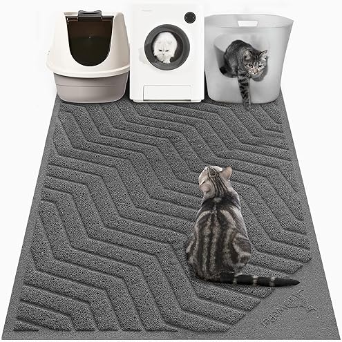 WePet Cat Litter Box Mat, Kitty Premium PVC Pad, Durable Trapping Rug, Phthalate Free, Urine-Resistant, Scatter Control, XXL 47 x 36 Inch, Grey — image 9