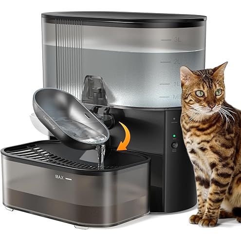 Wireless Cat Water Fountain No Filters, Wastewater Separation, FEELNEEDY Stainless Steel Bowl, 3.5L Pet Water Fountain for Cats & Dogs Dispenser, White — image 9