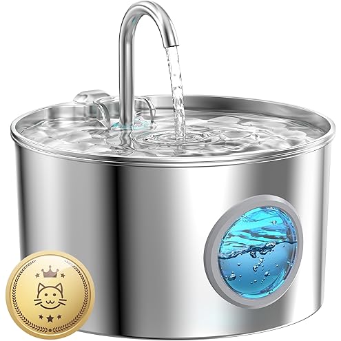Cat Water Fountain Stainless Steel: 73oz/2.2L Cat Fountain for Drinking- Pet Water Fountain Inside - Automatic Dog Watering Dispenser Bowl - Pet Feeding & Watering Supplies — image 11