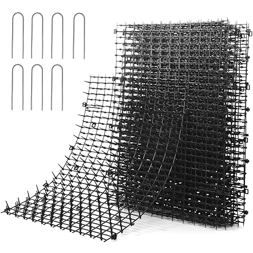 POMEAT 15 PCS Cat Scat Mat with Spikes 16 x 12'' Cat Deterrent Outdoor Scat Mats for Cats and Dogs Cat Spikes for Garden Fence Indoor Furniture Cat Deterrent Mat with 10 Staples — image 9