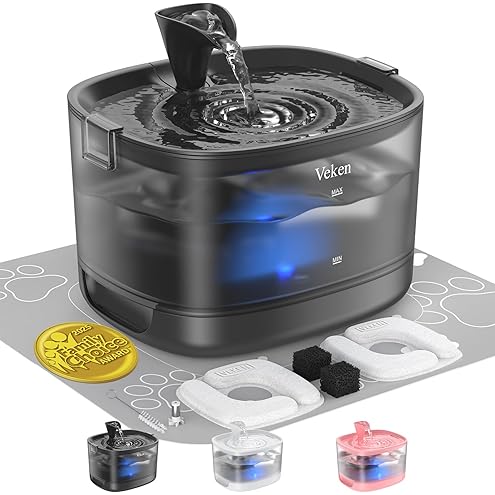 Cat Water Fountain: Dog Bowl Fountains - Automatic Pet Dispenser - Dogs Drinking Waterer Bowls Indoor - Auto Watering Dish Supplies - Easy Cleaning Animal Machine - Quiet 67oz/2L Kitty Drink Fountain — image 12