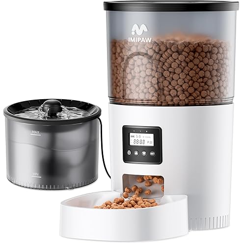 Automatic Cat Feeder and Water Fountain, 4L/16Cups Pet Dry Food Dispenser 2L Water Dispenser, Locking Lid, Programmable Timer 6 Daily Meals, 10s Voice Recorder, Cat Accessories for Puppy Kitten — image 9