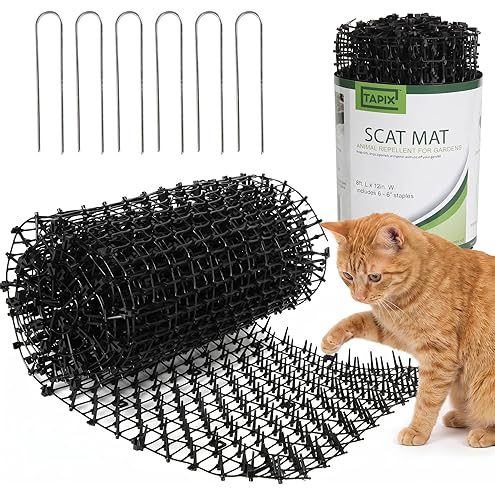 POMEAT 15 PCS Cat Scat Mat with Spikes 16 x 12'' Cat Deterrent Outdoor Scat Mats for Cats and Dogs Cat Spikes for Garden Fence Indoor Furniture Cat Deterrent Mat with 10 Staples — image 10