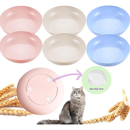 [8-Pieces] Whisker Fatigue Cat Bowl - 5.5 Inch Shallow Cat Food Dish Wide Cats Wet Feeding Bowls, PET Plate for Kittens and Short Legged Cats (Type-A Normal Bowls) — image 15