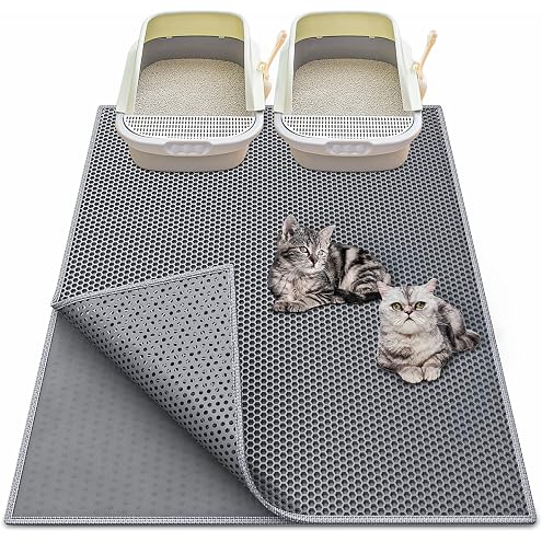 Cat Litter Mat, 30"X24" Large Double Layer Litter Trapping Mat, Waterproof/Urineproof, Easy to Clean Kitty Litter Mats for Floor, Scatter Control (Grey-1Pack) — image 10