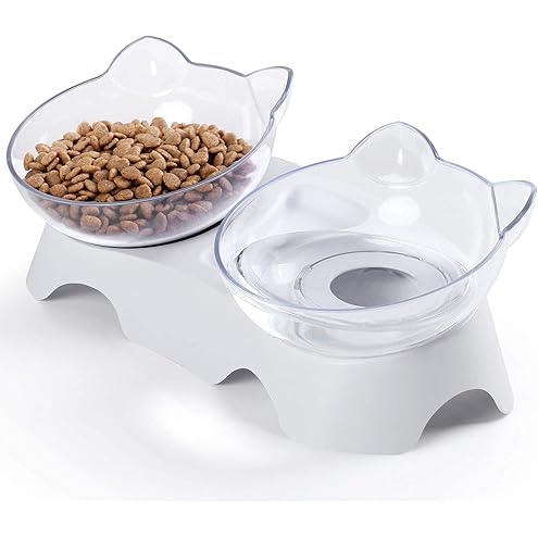 Elevated Cat Bowls with Food Mat, Splash Proof Anti Vomiting Raised Cat Food and Water Bowl Set, 2 Stainless Steel Dishes for Cats and Puppy, Pet Bowl for Indoor Cats White — image 10