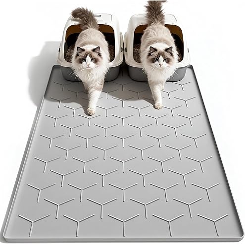 Large Cat Litter Mat for Litter Box, 47"×33" Double Layer Trapping Mat, Non-Slip Water Proof Kitty Litter Pad, Grey — image 10