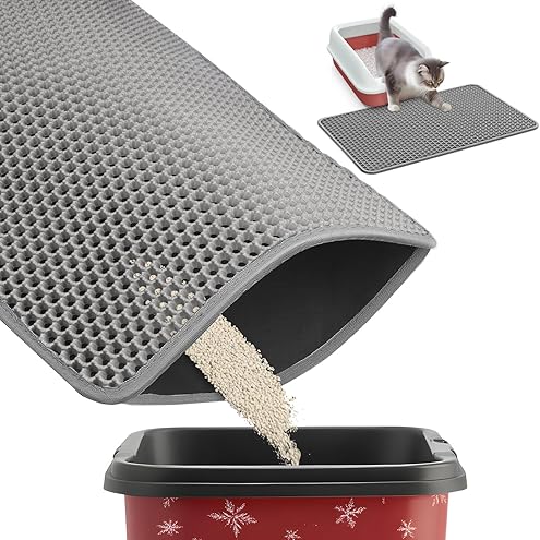 Cat Litter Mat, 24x18 Inches Large Double Layer Honeycomb Cat Litter Trapping Mat, Non Slip Waterproof Urine Proof Cat Litter Box Mat for Floor, Kitty Litter Rug, Cat Supplies, Black — image 10
