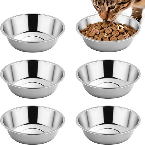 Stainless Steel Cat Bowl-Shallow Wide Flat Cats Food Bowls,Metal Kitten Dishes Whisker Friendly Fatigue Relief,Replacement Basic Kitty Plates for Elevated Stand,Dishwasher Safe（Set of 5） — image 10