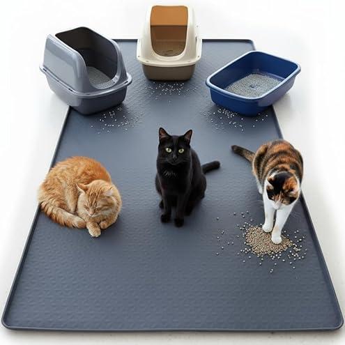 Silicone Cat Litter Mat, XXL 51''×25.6'' Litter Box Mat, Waterproof Floor Mat for Pets, Litter Trapping, Easy to Clean, Soft on Paws (Dark Grey) — image 10