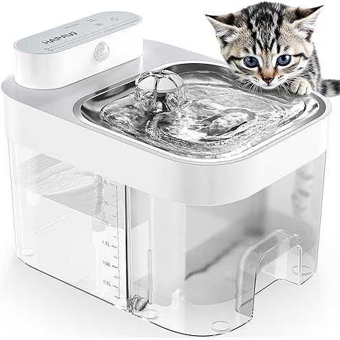 Wireless Cat Water Fountain No Filters, Wastewater Separation, FEELNEEDY Stainless Steel Bowl, 3.5L Pet Water Fountain for Cats & Dogs Dispenser, White — image 10