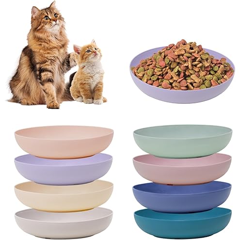 [8-Pieces] Whisker Fatigue Cat Bowl - 5.5 Inch Shallow Cat Food Dish Wide Cats Wet Feeding Bowls, PET Plate for Kittens and Short Legged Cats (Type-A Normal Bowls) — image 10