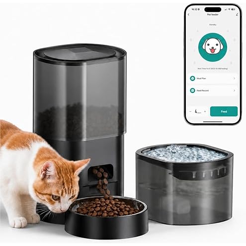 Automatic Cat Feeder and Water Fountain, 4L/16Cups Pet Dry Food Dispenser 2L Water Dispenser, Locking Lid, Programmable Timer 6 Daily Meals, 10s Voice Recorder, Cat Accessories for Puppy Kitten — image 10