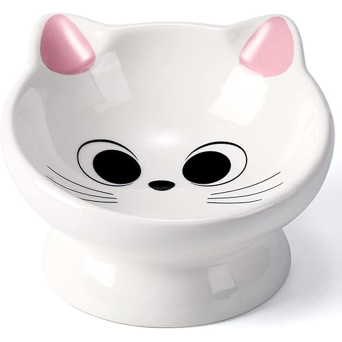 Kitty City Elevated Cat Bowls (Set of 2), Whisker-Friendly Raised Cat Food & Water Dishes, Modern Pedestal Design, Dishwasher Safe, 6.5 oz Each – White & Gray — image 10
