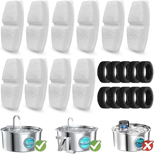 BEMOONY Cat Water Fountain Filters: Pet Water Fountain Replacement Filter - 12 Packs of Cat Fountain Filters (6 Carbon Filters + 6 Sponges) - Multiple Filtration Please Replace it Every 2-3 Weeks — image 10