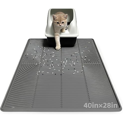 Large Cat Litter Mat: Silicone Litter Trapping Mat for Litter Box - Easy to Clean Waterproof & Anti-Slip Soft Rubber Mat - Durable Design Traps Pellet & Clay Litter — image 10
