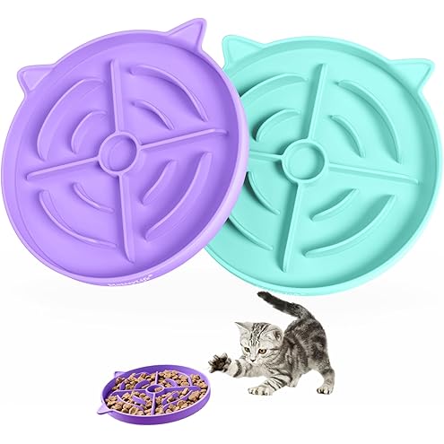 Bifeaw Slow Feeder Cat Bowl, Easy to Clean Silicone Bowl, Ideal for Dry and Wet Food (Green and Blue) — image 10