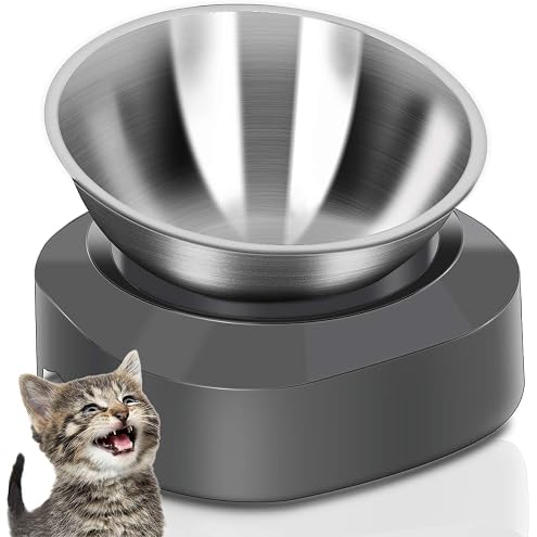 PETKIT 304 Stainless Steel Elevated Cat Bowls&Dog Bowls,Raised Cat Food and Water Bowl Set, Non-Slip, Anti Vomiting 15°Tilted Cat Small Animal Plate — image 11