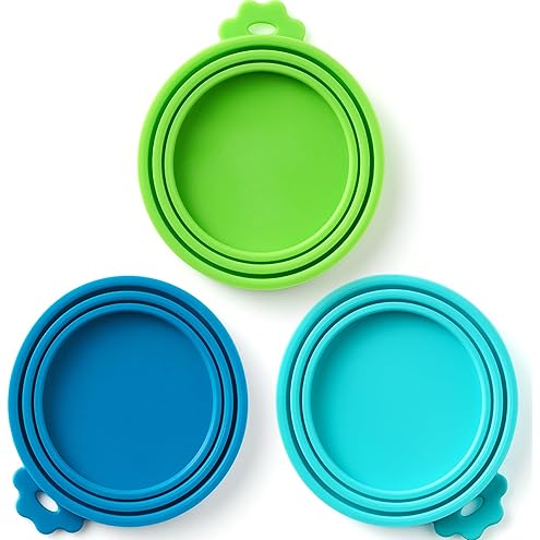 Comtim Pet Food Can Cover Silicone Can Lids for Dog and Cat Food(Universal Size,One fit 3 Standard Size Food Cans),Blue and Green — image 11