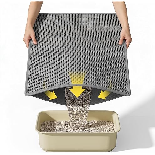 27" x 19" Cat Litter Mat - Ultra-Large Litter Box Mat with Double Layers, Urine-Proof and Non-Slip Litter Trapping Mat, Easy to Clean Kitty Litter Mats for Floor, Scatter Control, Grey — image 11