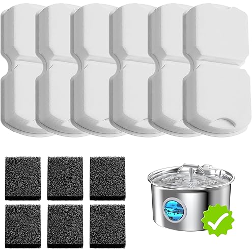 GIOTOHUN Cat Water Fountain Filter Replacement: 12 Cat Fountain Filter - 12 Pet Fountain Filter - 6 Carbon Filters & 6 Foam Filters - Suitable for GIOTOHUN Stainless Steel Cat Fountain S11 — image 13