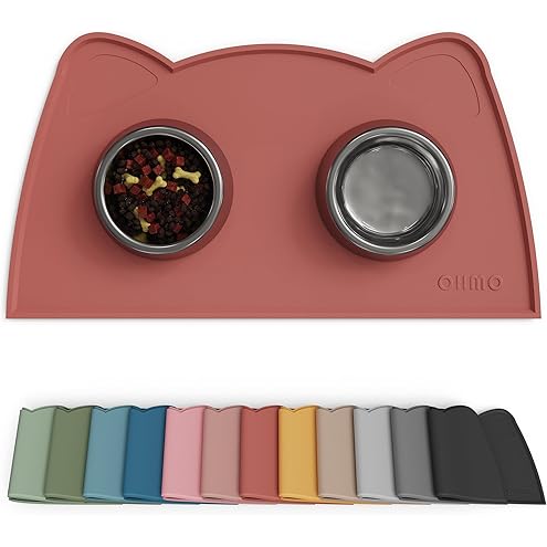 YCT Cat Food Mat for Pet Dog Feeting Mats, Cat Mat for Food and Water, Non-Slip Super Absorbent, with Multiple cat Heads Logo，18.1 x 11.8 inches, Dark Grey — image 13