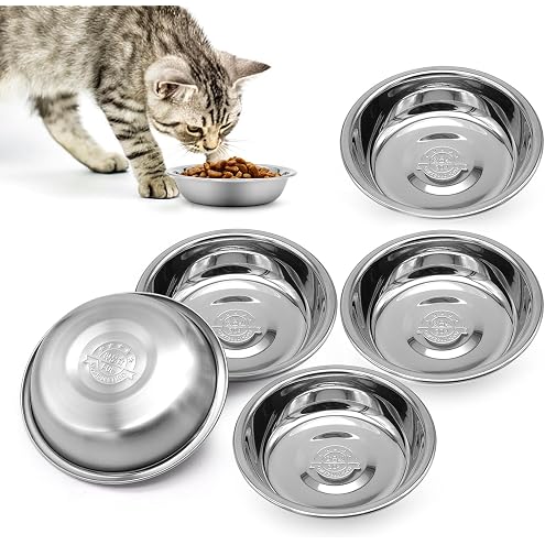 Tifanso 6PCS Stainless Steel Cat Bowls Dishes, 5.6” Metal Shallow Wide Whisker Friendly Cat Food Water Feeding Bowl, Kitten Plates, Basic Indoor Pet Food Tray, Dishwasher Safe — image 11