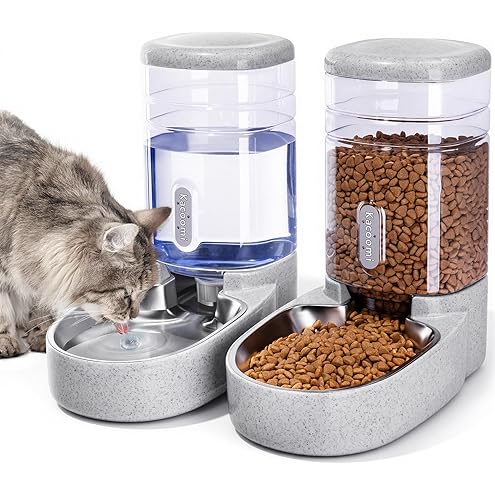 Automatic Cat Feeder and Water Dispenser with Stainless Steel Bowl Dog Gravity Food Feeder and Waterer for Small Medium Pets Puppy Kitten 1 Gallon x 2 — image 11