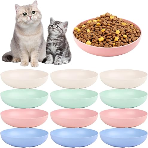 [8-Pieces] Whisker Fatigue Cat Bowl - 5.5 Inch Shallow Cat Food Dish Wide Cats Wet Feeding Bowls, PET Plate for Kittens and Short Legged Cats (Type-A Normal Bowls) — image 11