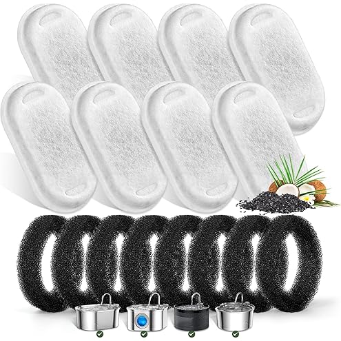 Cat Water Fountain Filter,16 Pack Cat Fountain Replacement Filters for Stainless Steel 67oz/2L Adjustable Water Flow Pet Water Fountain,Dog Water Fountain (8+8 Pack) — image 11