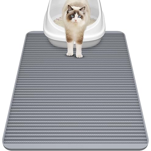 Large Cat Litter Mat: Silicone Litter Trapping Mat for Litter Box - Easy to Clean Waterproof & Anti-Slip Soft Rubber Mat - Durable Design Traps Pellet & Clay Litter — image 11