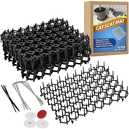 POMEAT 15 PCS Cat Scat Mat with Spikes 16 x 12'' Cat Deterrent Outdoor Scat Mats for Cats and Dogs Cat Spikes for Garden Fence Indoor Furniture Cat Deterrent Mat with 10 Staples — image 11