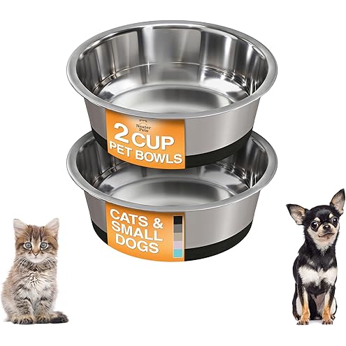 PEGYY11 Nonslip Stainless Steel Dog Cat Bowls, 2 US Cup, 2 Count — image 12