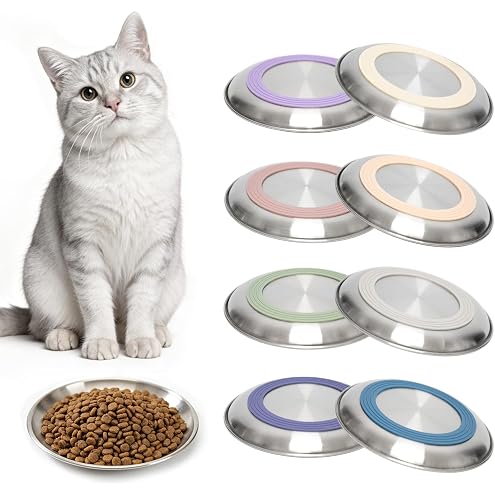 [8 Pack] Stainless Steel Cat Bowls, Cat Dishes Whisker Friendly with Non-Slip Silicone Bottom, Easy to Clean, 5.5" Shallow Wide Cat Food and Water Feeding Bowl for Indoor Outdoor Cats — image 12