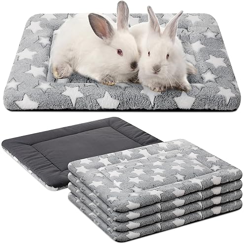 Tuanse 4 Pack Ultra Soft Dog Cat Bed Mat Small Animal Guinea Pig Bed with Cute Print Reversible Fleece Dog Crate Kennel Pad Cozy Washable Thickened Hamster Pet Beds Mat(13 x 19 Inches,Light Gray) — image 12
