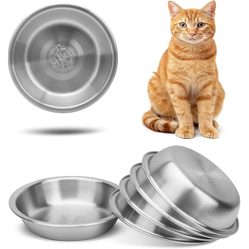Tifanso 6PCS Stainless Steel Cat Bowls Dishes, 5.6” Metal Shallow Wide Whisker Friendly Cat Food Water Feeding Bowl, Kitten Plates, Basic Indoor Pet Food Tray, Dishwasher Safe — image 14