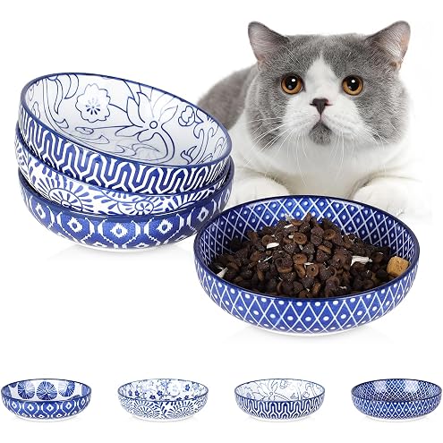 Ceramic Cat Bowls with Non-Slip Silicone Bottom,6 Pack Cat Food Bowl,Anti Whisker Fatigue Cats Dishes for Indoor Cats,Healthy Ceramic Kitten Plates for Daily Feeding Gift Choice (Classic) — image 12