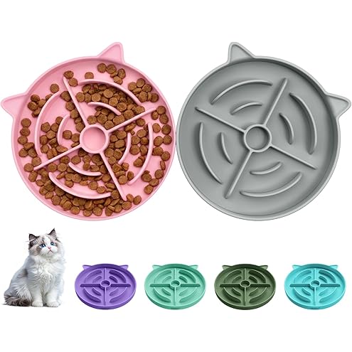 Bifeaw Slow Feeder Cat Bowl, Easy to Clean Silicone Bowl, Ideal for Dry and Wet Food (Green and Blue) — image 12